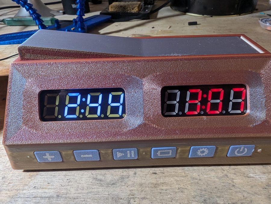 Finished chess clock with both displays running